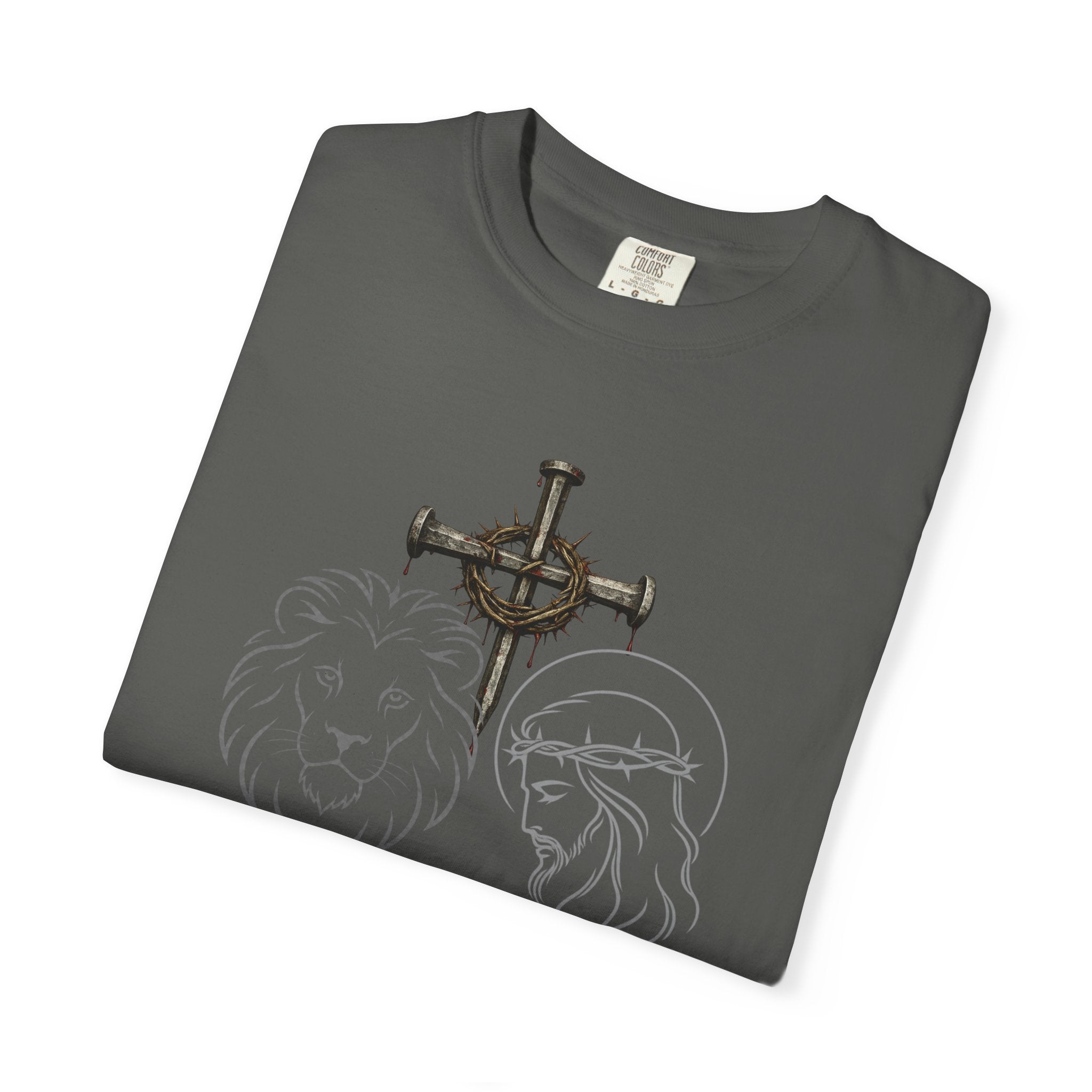 Christian Lion & Cross T-Shirt — 'Revelation 5' Faith Graphic Tee