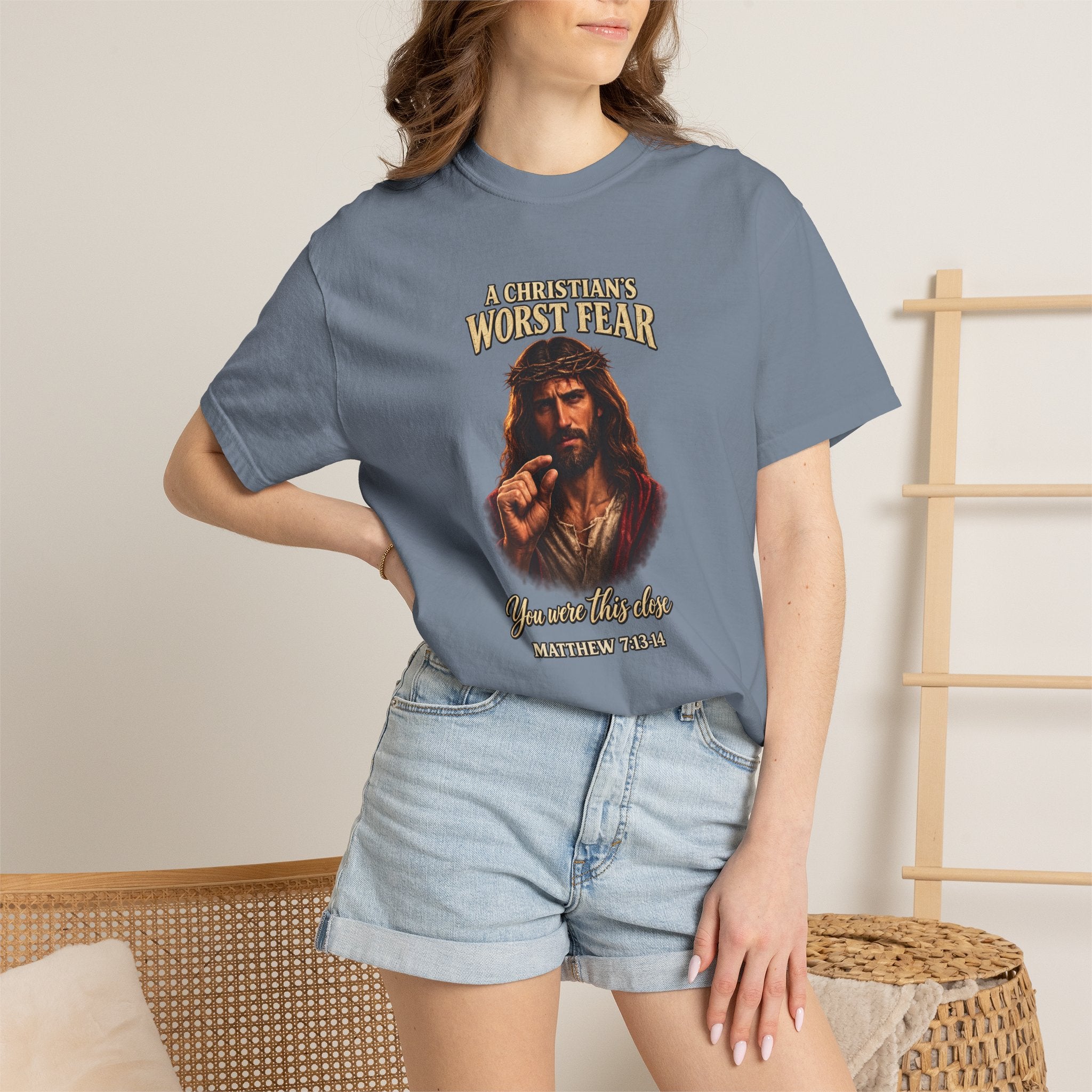 Christian T-Shirt "A Christian's Worst Fear" — Jesus Graphic Tee with "Full Armor of God" Back