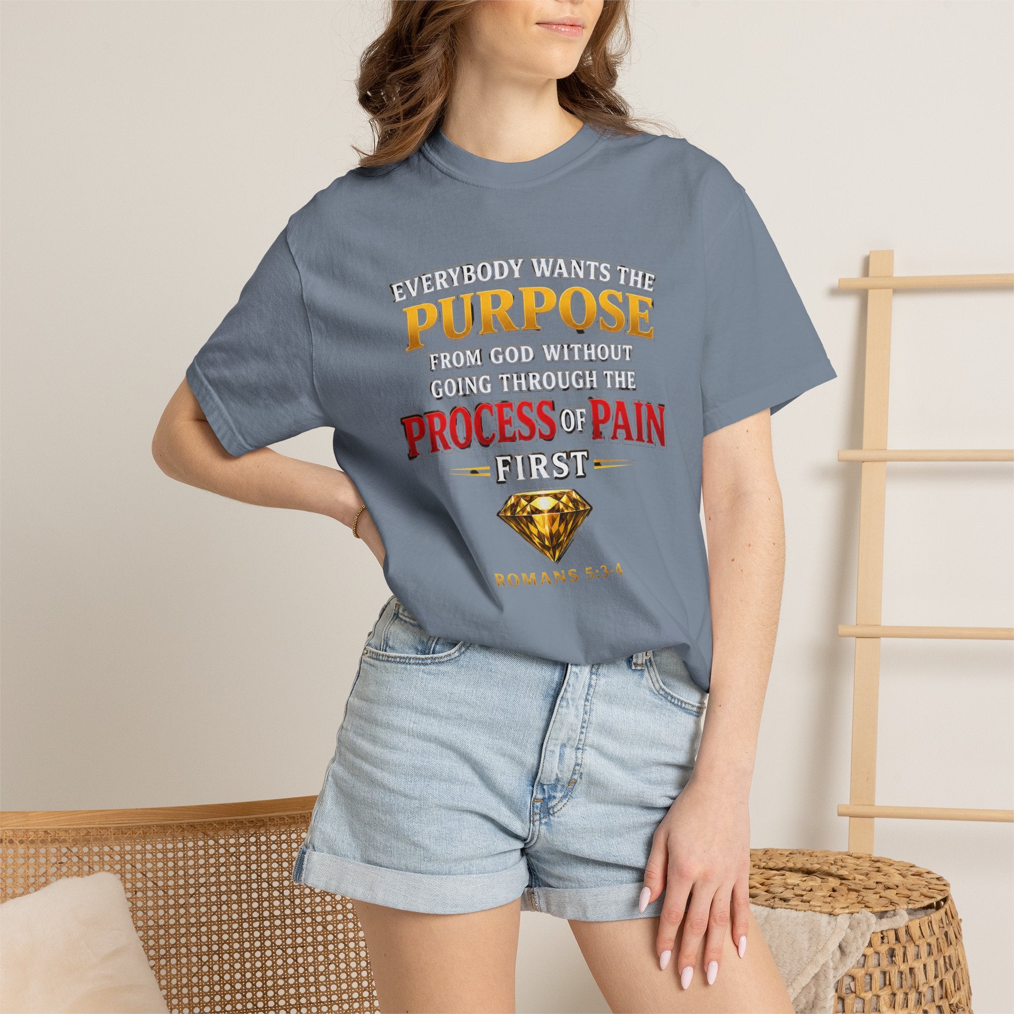Purpose Through Pain T-Shirt — Romans 5:3-4 Inspirational Faith Tee
