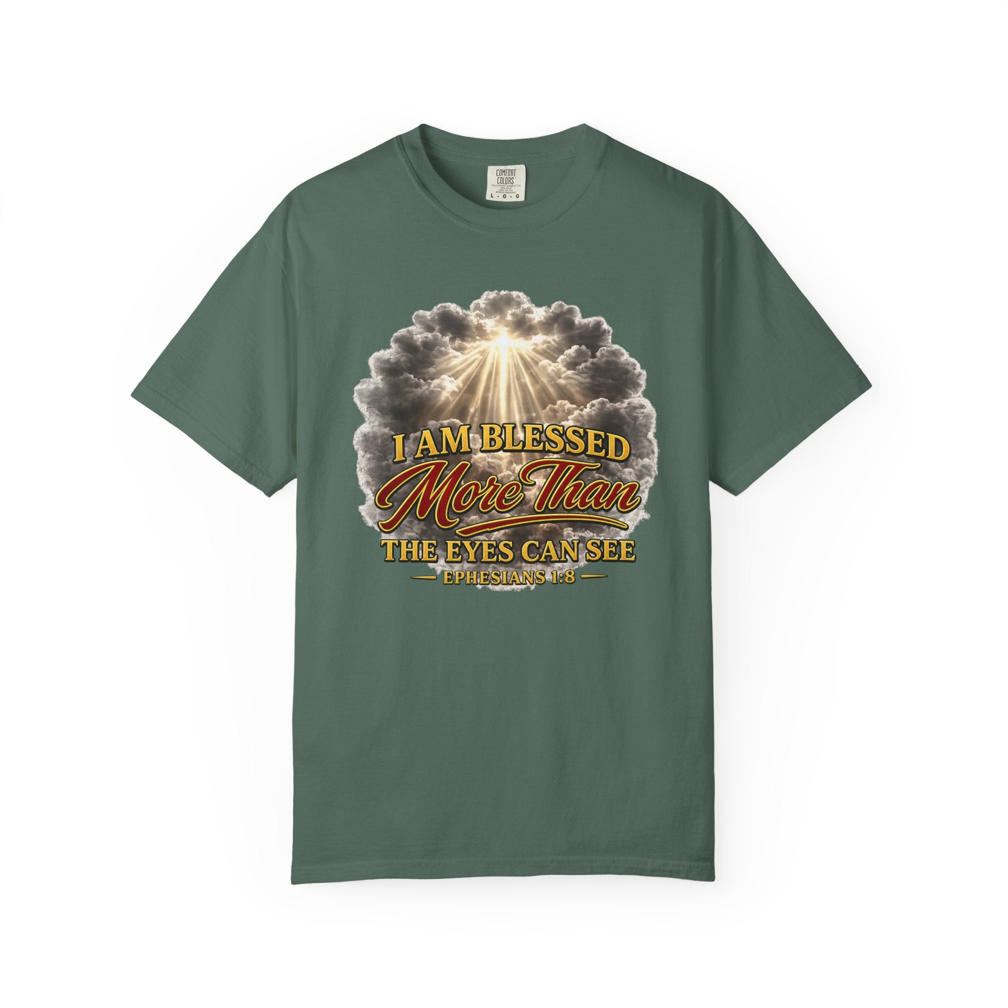 Blessed Beyond Sight T-Shirt — "I Am Blessed More Than The Eyes Can See" Christian Faith Tee