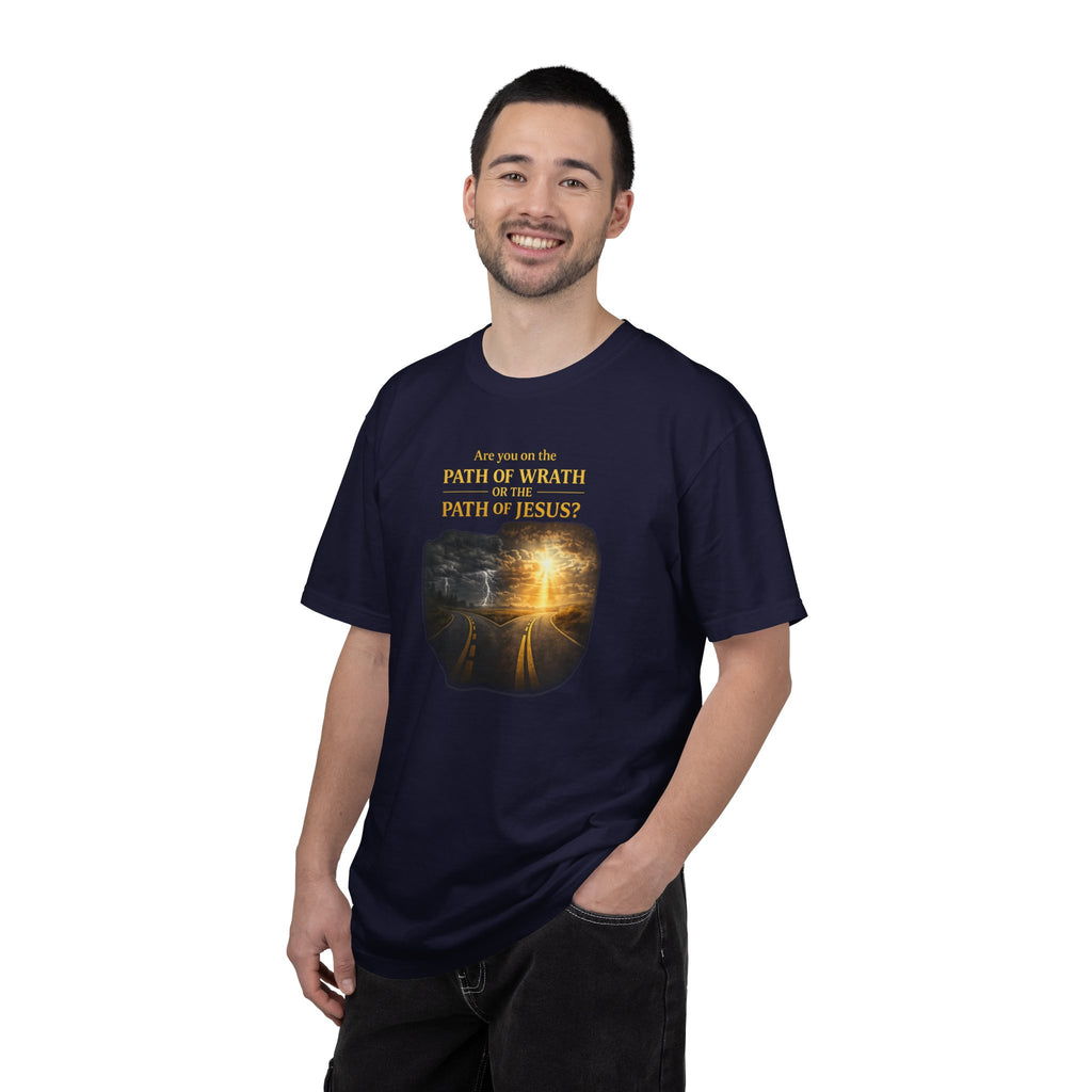 Christian Graphic T-Shirt — "Path of Wrath or Path of Jesus?" Inspirational Faith Tee