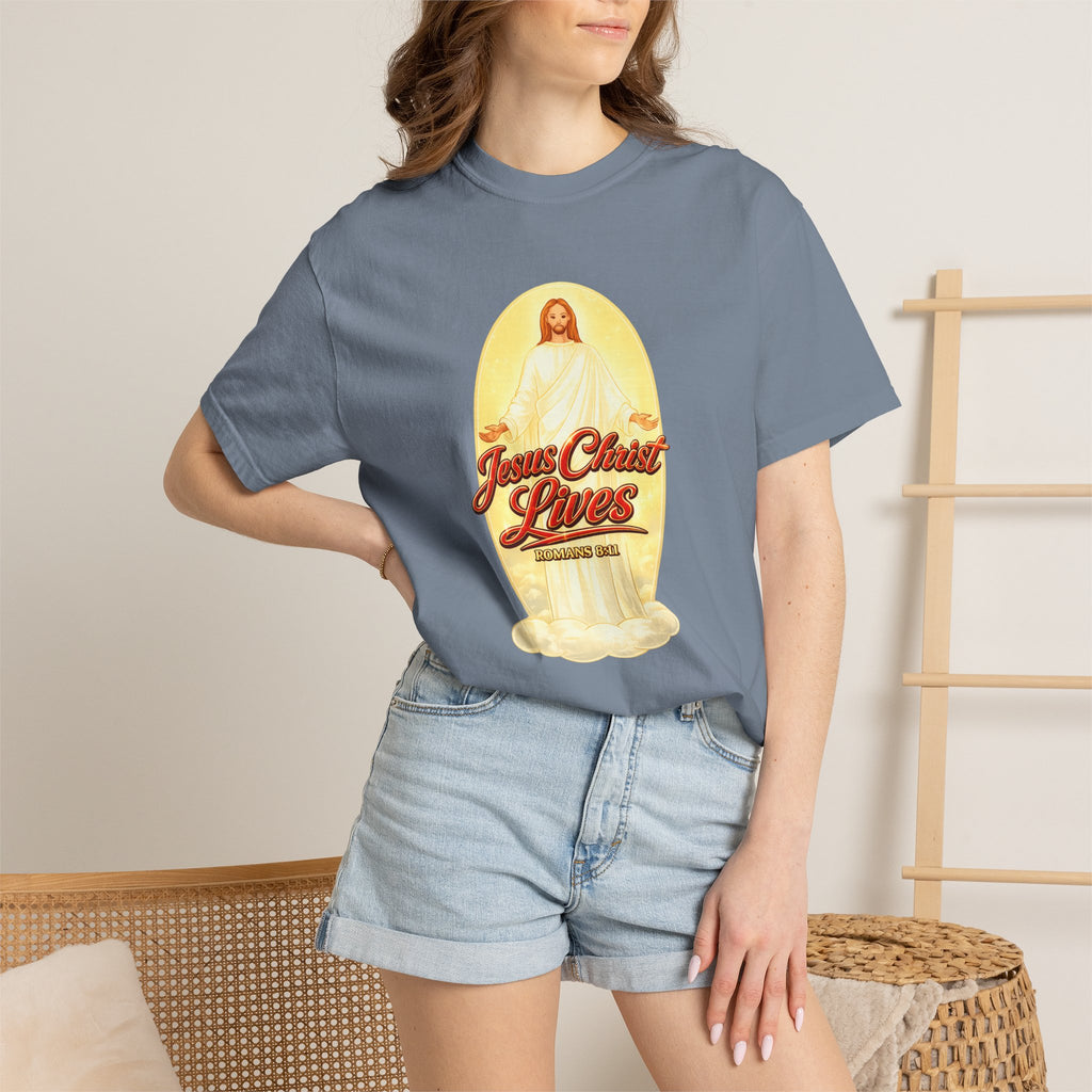 Jesus Christ Lives T-Shirt — Faith Graphic Tee with ‘Full Armor of God’ Back