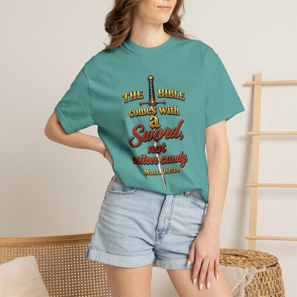 Sword Not Cotton Candy T-Shirt — "The Bible Comes With a Sword" Christian Graphic Tee