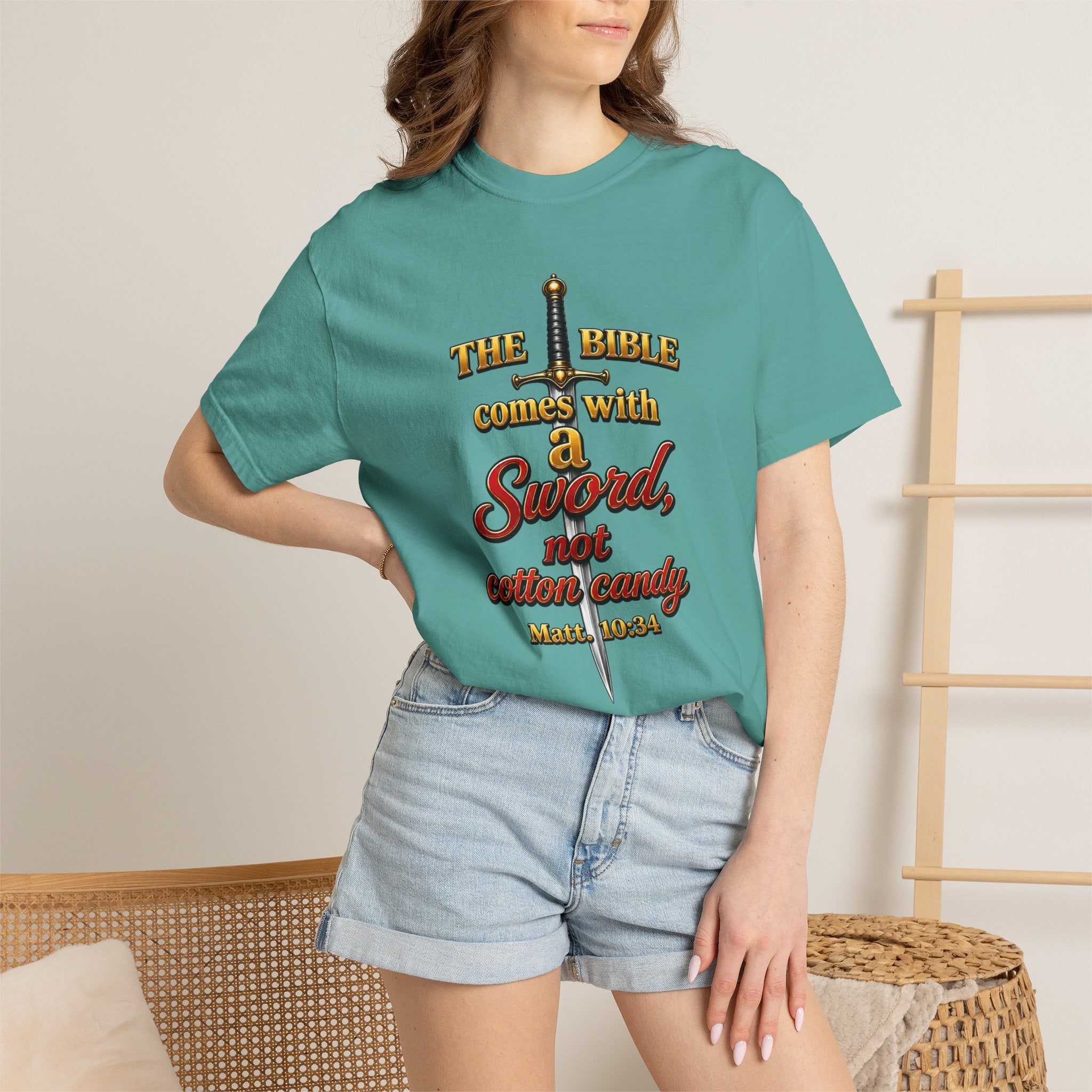 Sword Not Cotton Candy T-Shirt — "The Bible Comes With a Sword" Christian Graphic Tee
