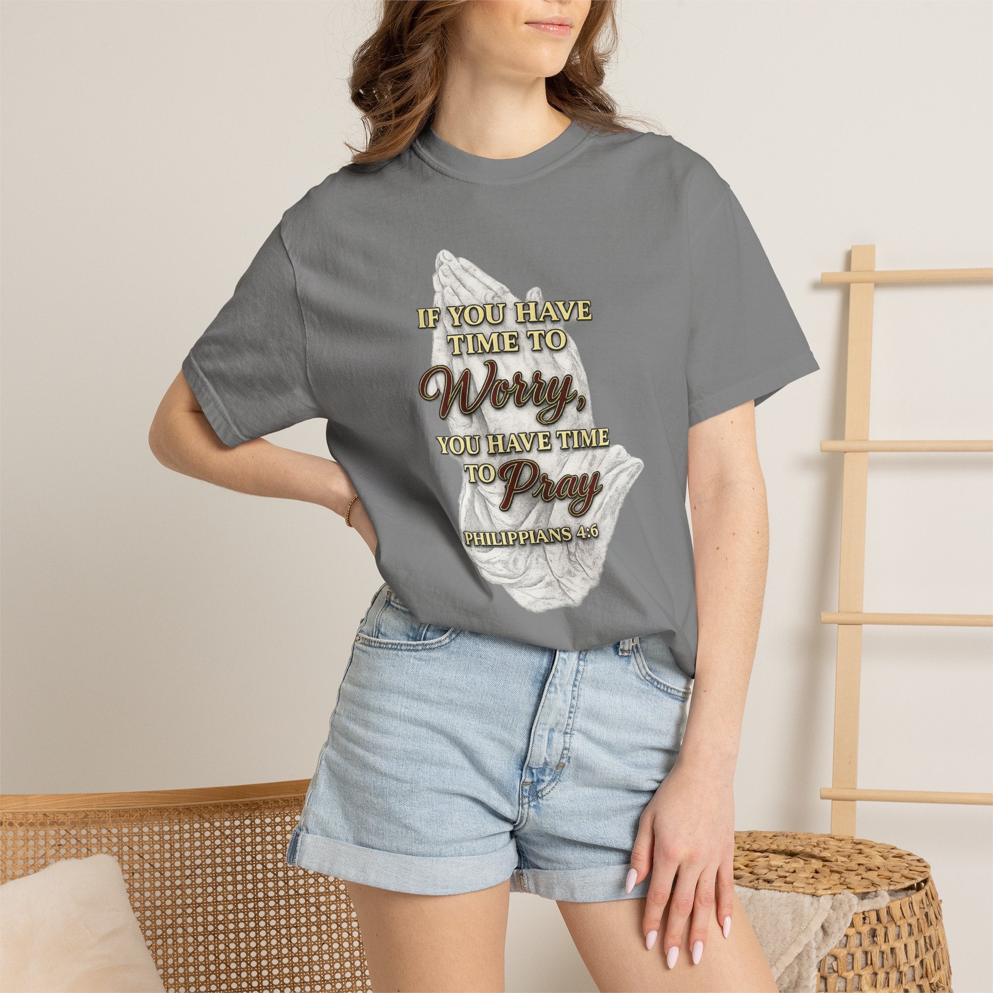 Prayer Reminder T-Shirt — “If You Have Time to Worry, You Have Time to Pray” Christian Tee