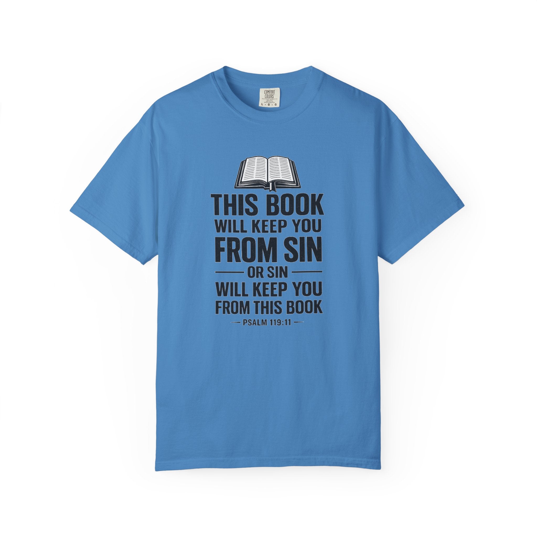 Religious T-Shirt — "This Book Will Keep You From Sin" Christian Bible Tee