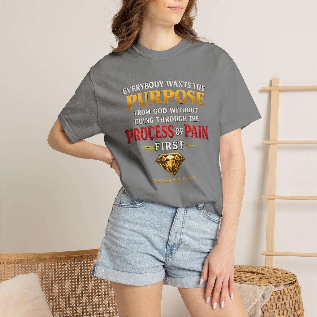 Purpose Through Pain T-Shirt — Romans 5:3-4 Inspirational Faith Tee