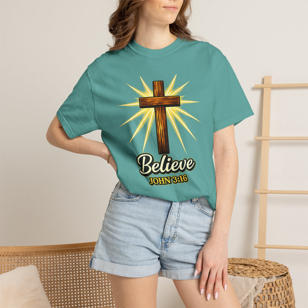 Believe John 3:16 Cross T‑Shirt