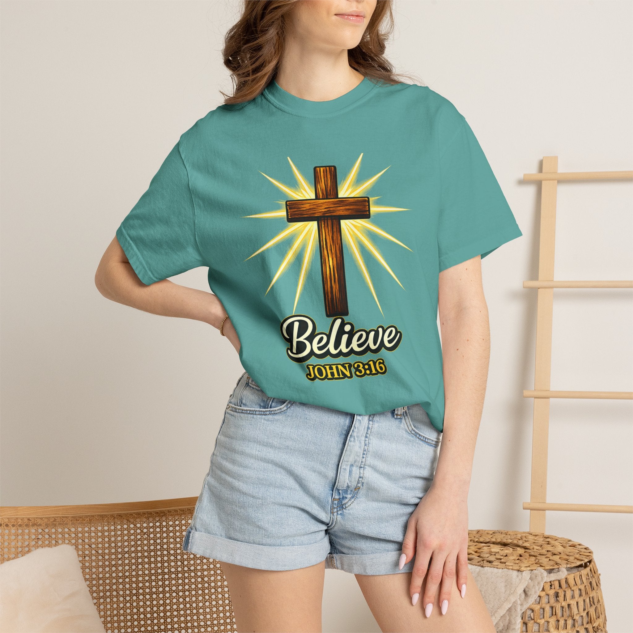 Believe John 3:16 Cross T‑Shirt