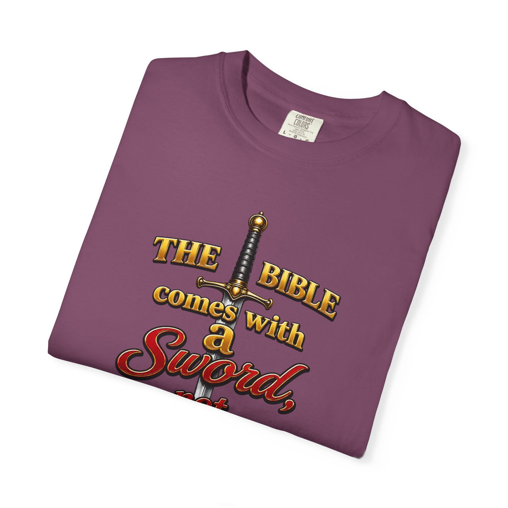 Sword Not Cotton Candy T-Shirt — "The Bible Comes With a Sword" Christian Graphic Tee