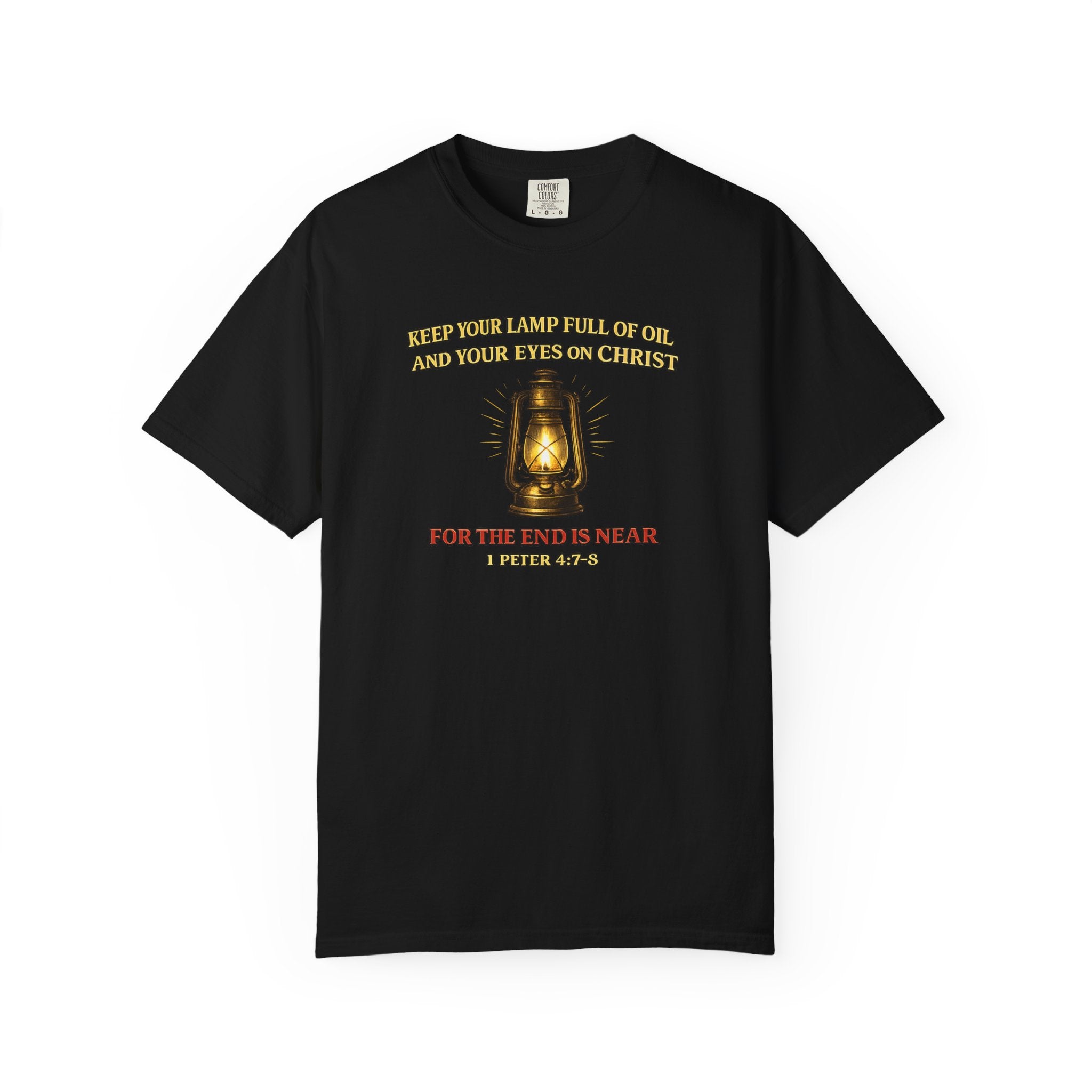 Christian Lantern T-Shirt — "Keep Your Lamp Full of Oil" Scripture Tee