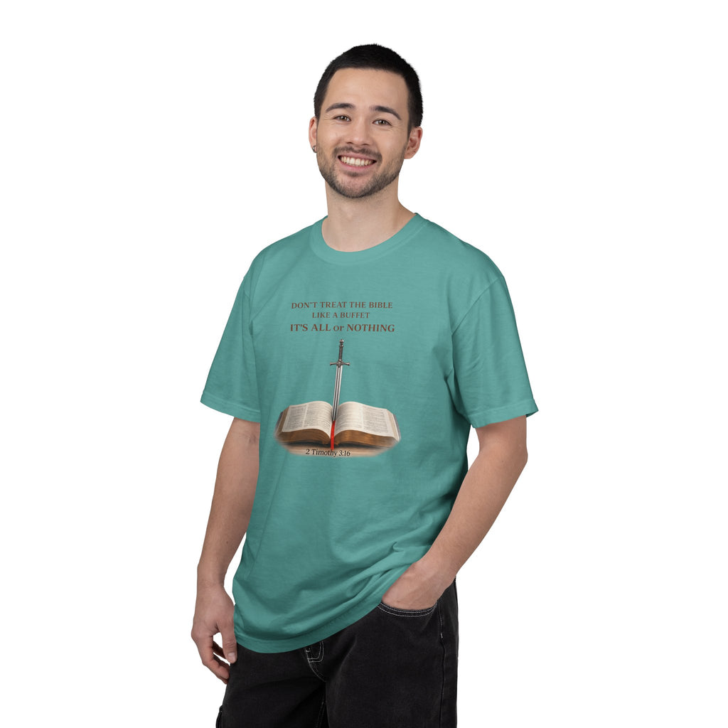 Bible & Sword T‑Shirt — Faith, Justice & Courage Christian Tee