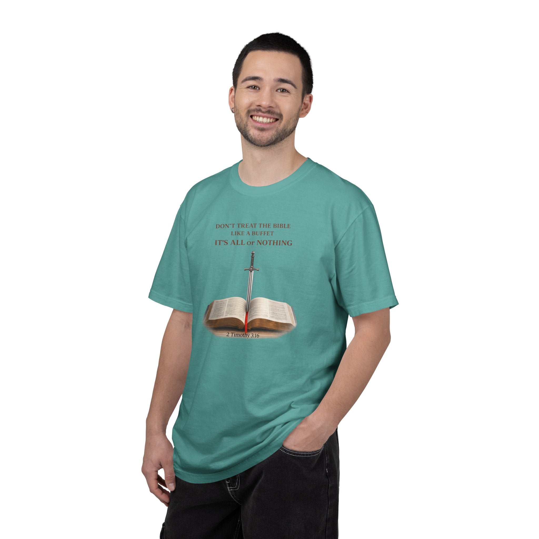 Bible & Sword T‑Shirt — Faith, Justice & Courage Christian Tee