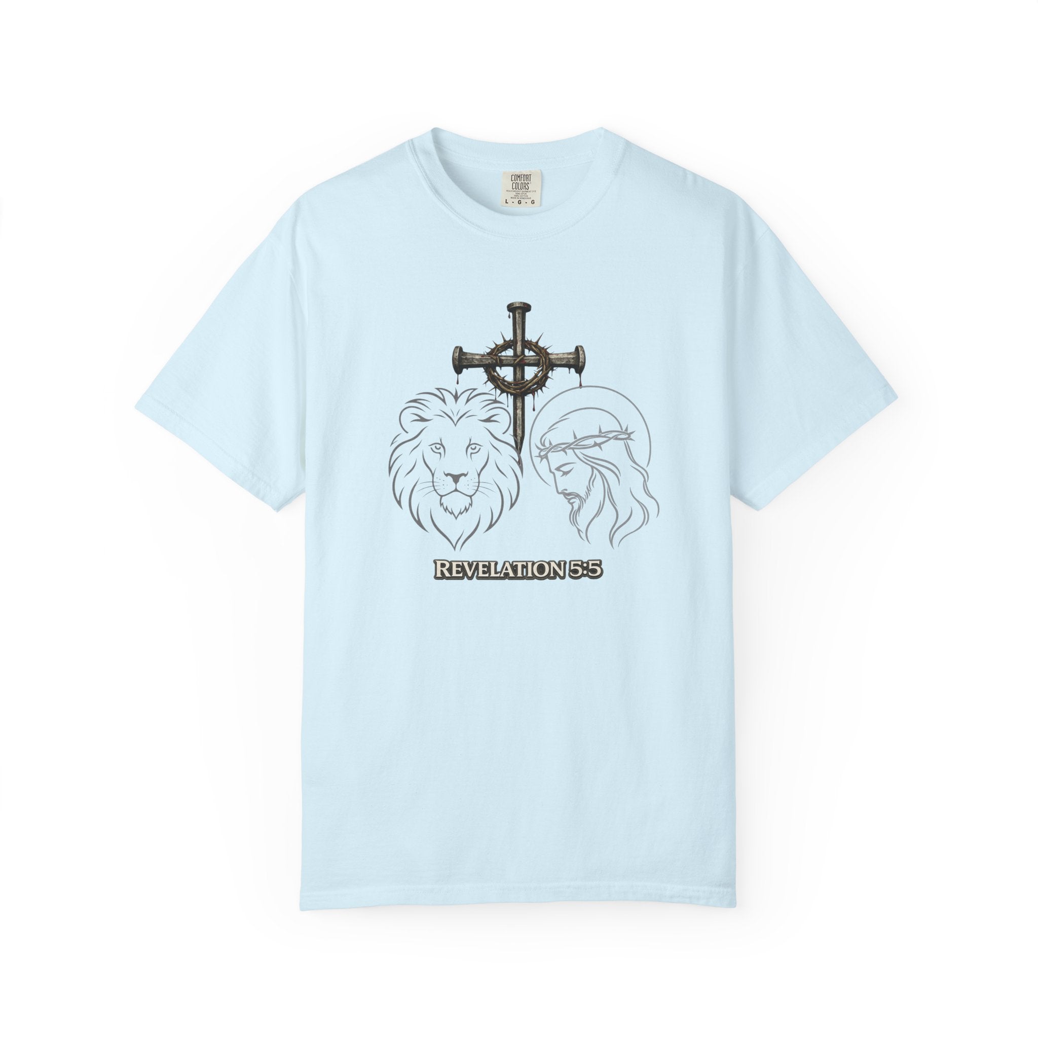 Christian Lion & Cross T-Shirt — 'Revelation 5' Faith Graphic Tee