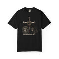 Revelation 5:5 Christian T-Shirt — Lion & Lamb Cross Design