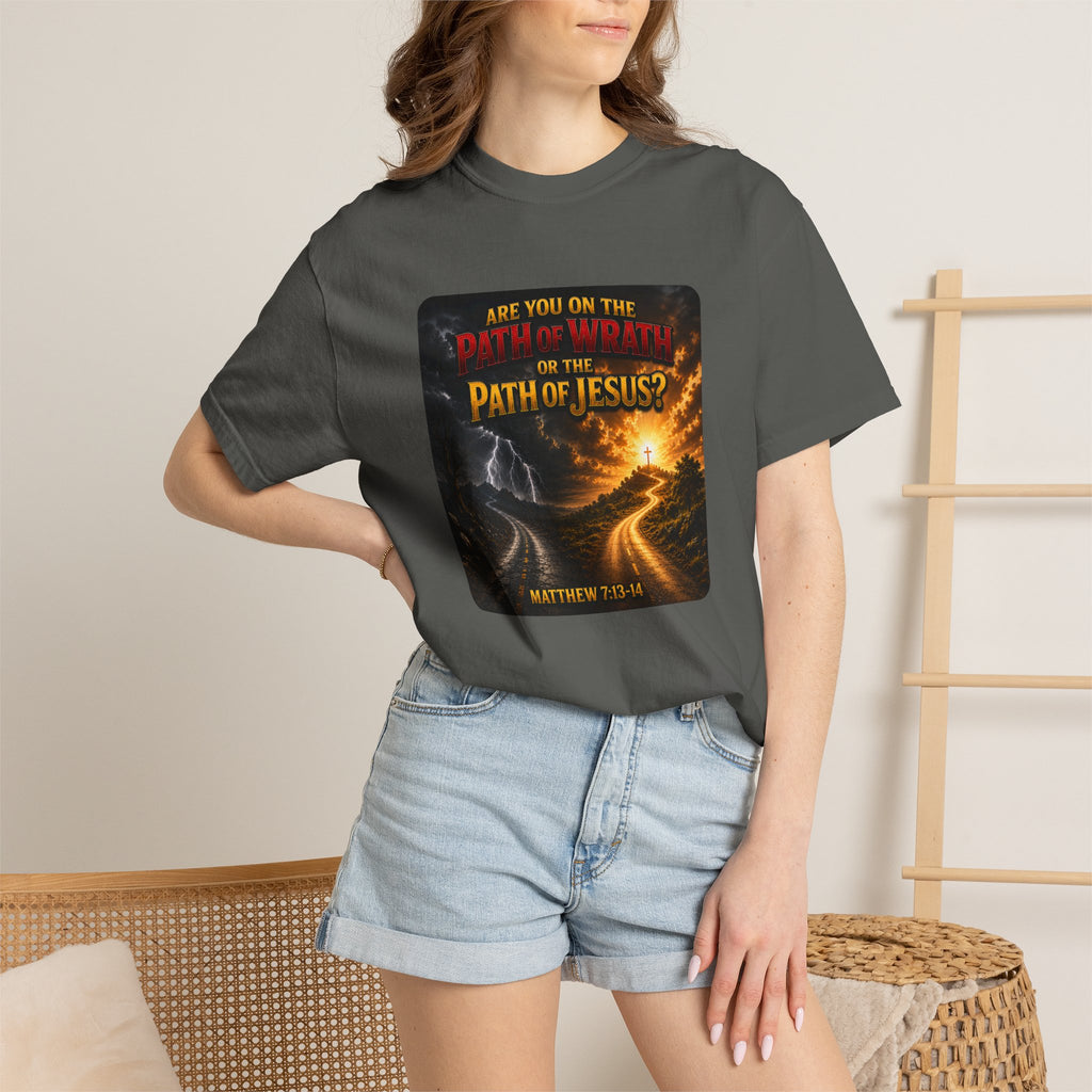 Christian Faith T-Shirt — "Path of Jesus" Matthew 7:13-14 Inspirational Tee