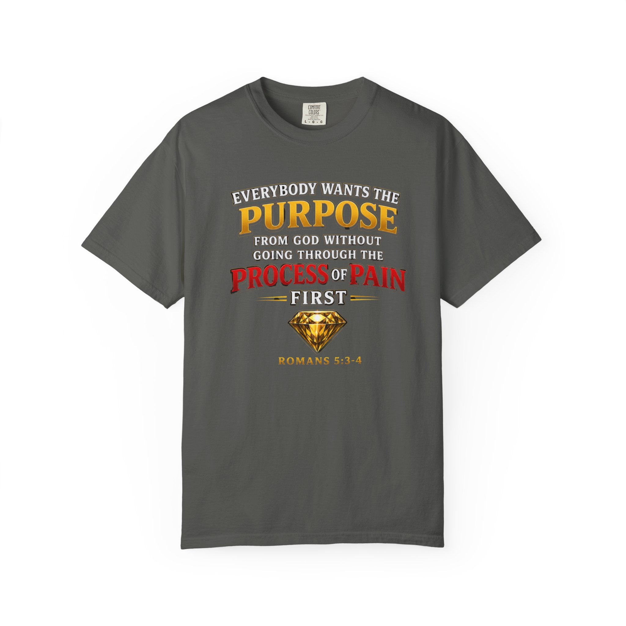 Purpose Through Pain T-Shirt — Romans 5:3-4 Inspirational Faith Tee