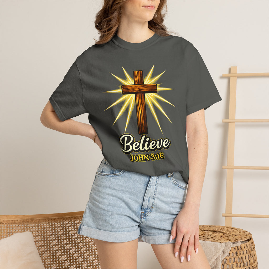 Believe John 3:16 Cross T‑Shirt