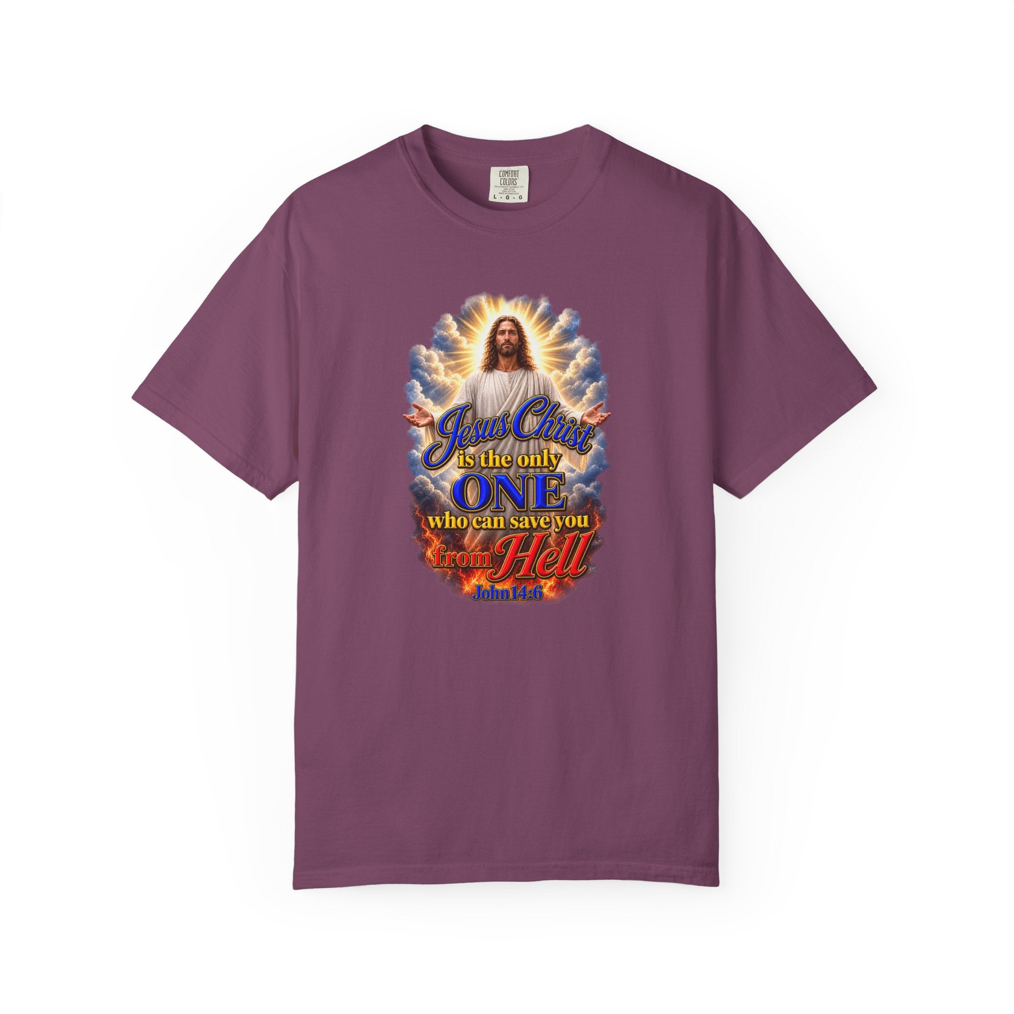 Christian Jesus Graphic T‑Shirt — "Jesus Christ is the only one who can save you from Hell" (Full Armor of God, Religious Faith Tee)