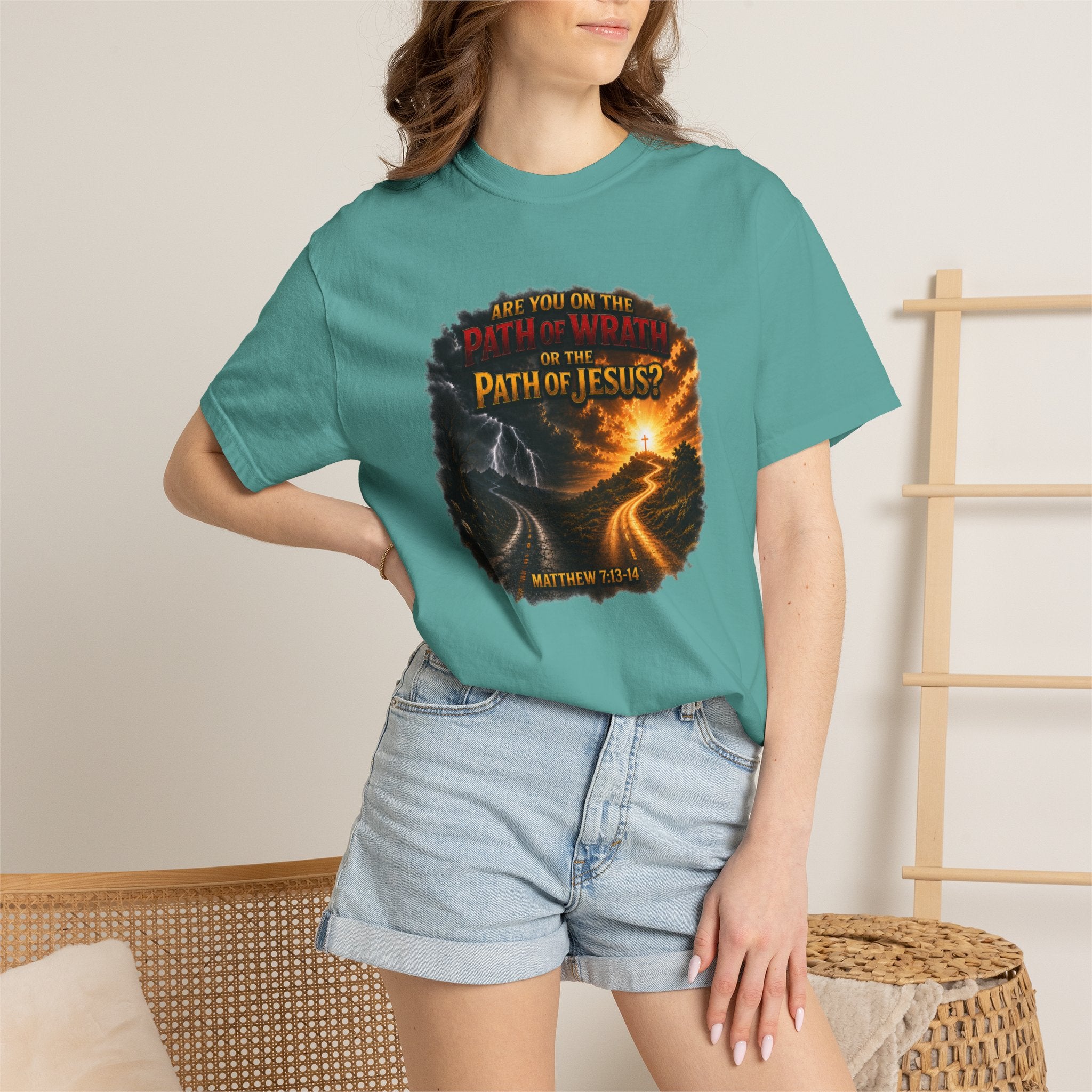 Christian Faith T-Shirt — "Path of Jesus" Matthew 7:13-14 Inspirational Tee