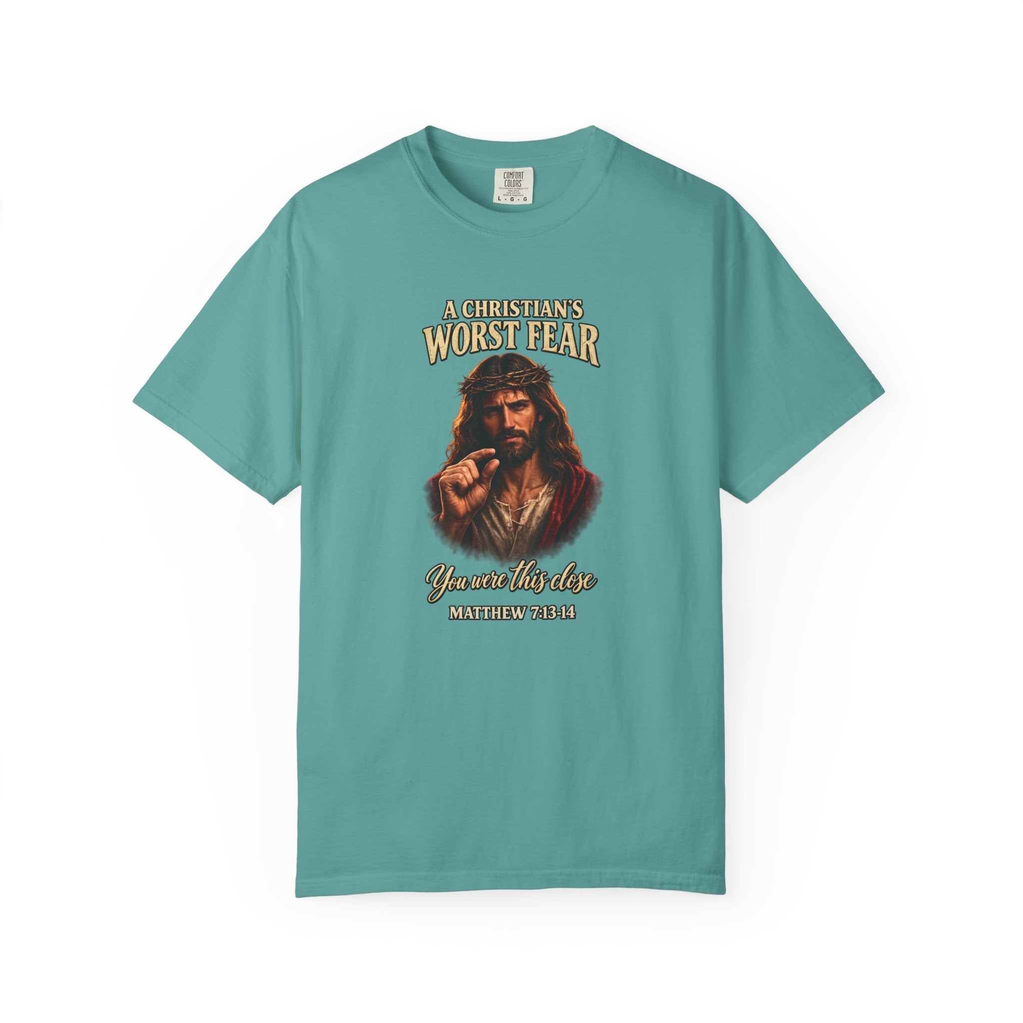 Christian T-Shirt "A Christian's Worst Fear" — Jesus Graphic Tee with "Full Armor of God" Back