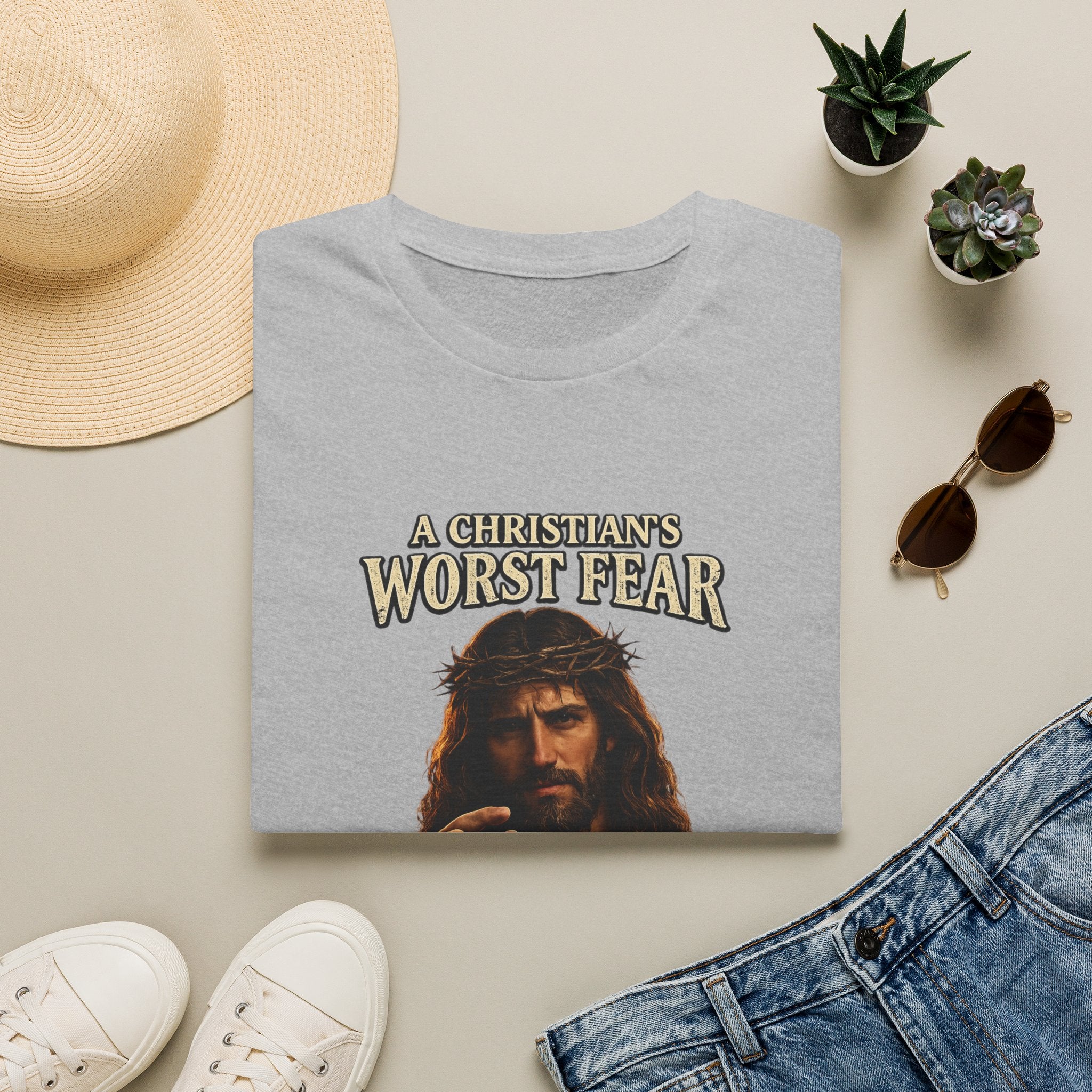 T-Shirt — “A Christian’s Worst Fear: You Were This Close” Vintage Jesus Holiday Tee