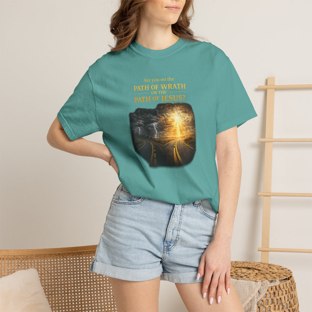 Christian Graphic T-Shirt — "Path of Wrath or Path of Jesus?" Inspirational Faith Tee