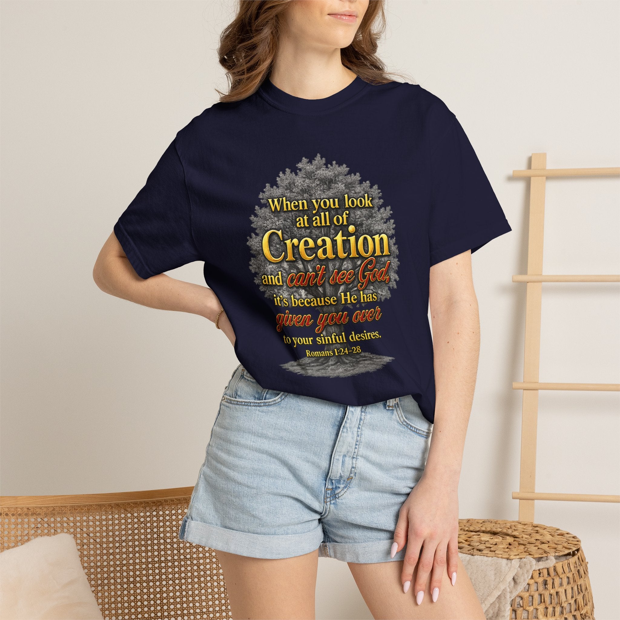 Creation Tree Christian T-Shirt — "When you look at all of Creation" Inspirational Faith Tee