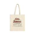 Christian Scripture Tote Bag – “Satan Doesn’t Attack the Believers” Canvas Grocery & Church Tote