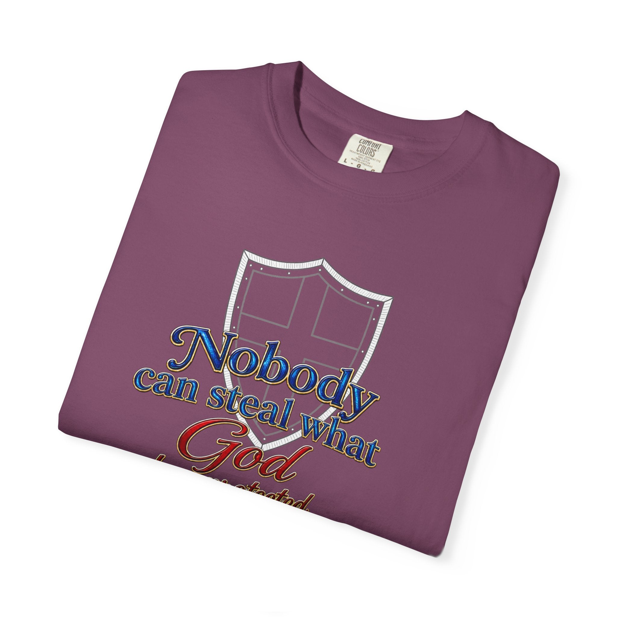 Faith Shield T‑Shirt — "Nobody Can Steal What God Has Protected" Christian Tee