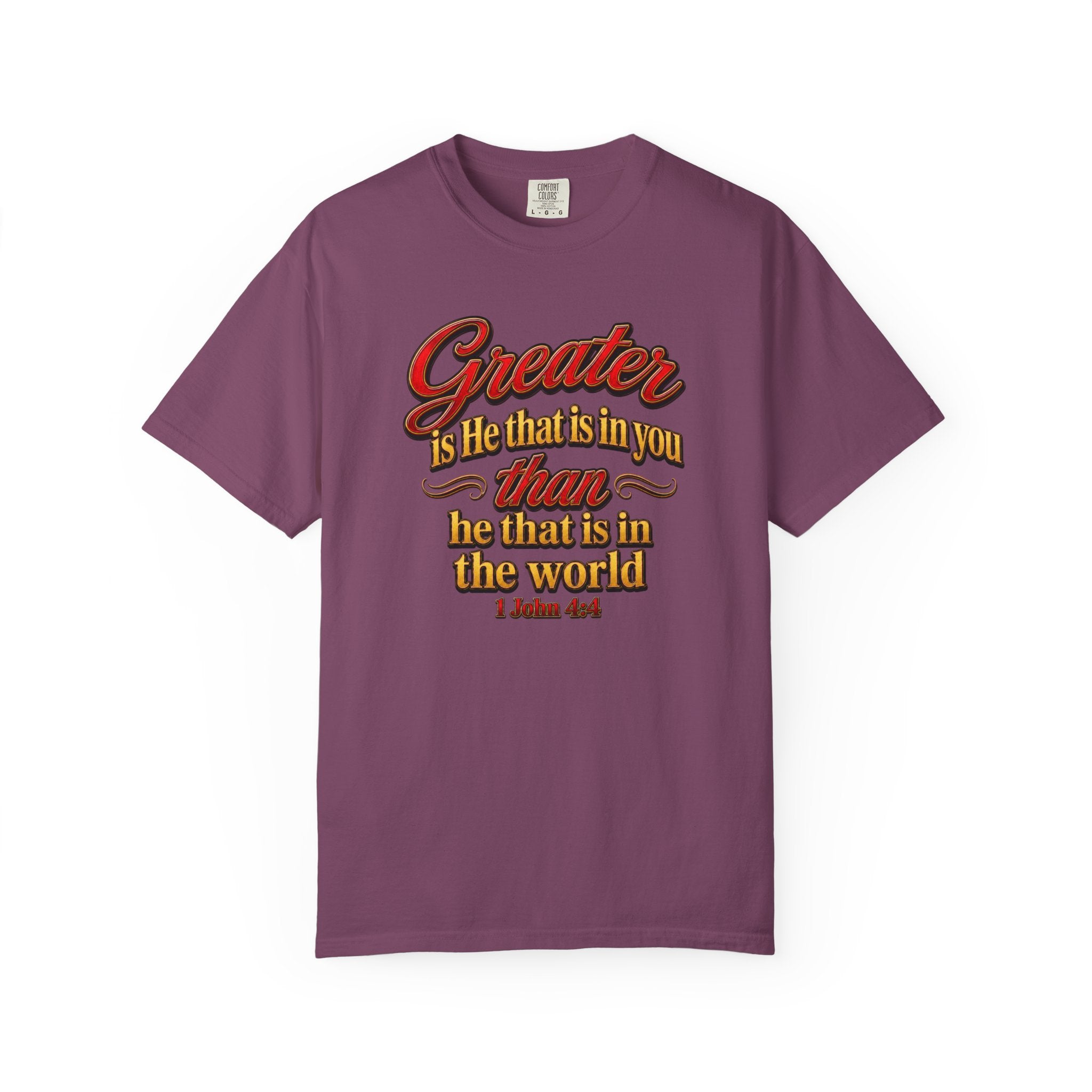 Inspirational Scripture T-Shirt — "Greater is He that is in you" 1 John 4:4
