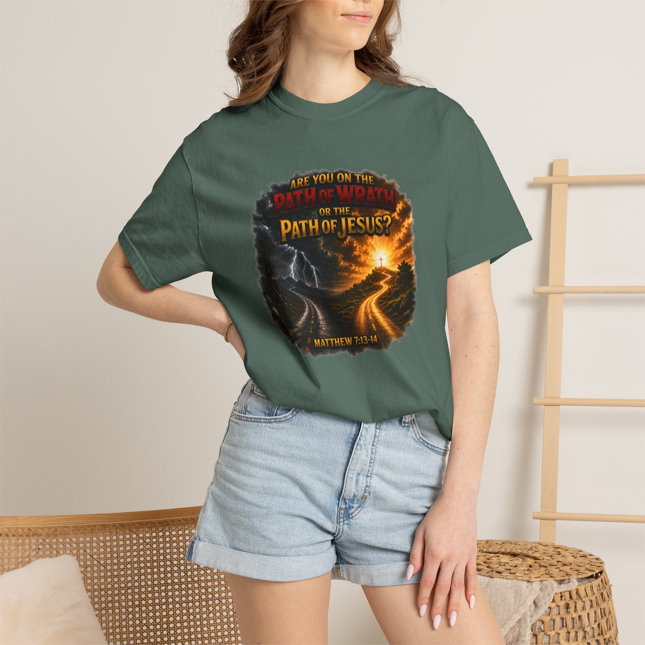 Christian Faith T-Shirt — "Path of Jesus" Matthew 7:13-14 Inspirational Tee