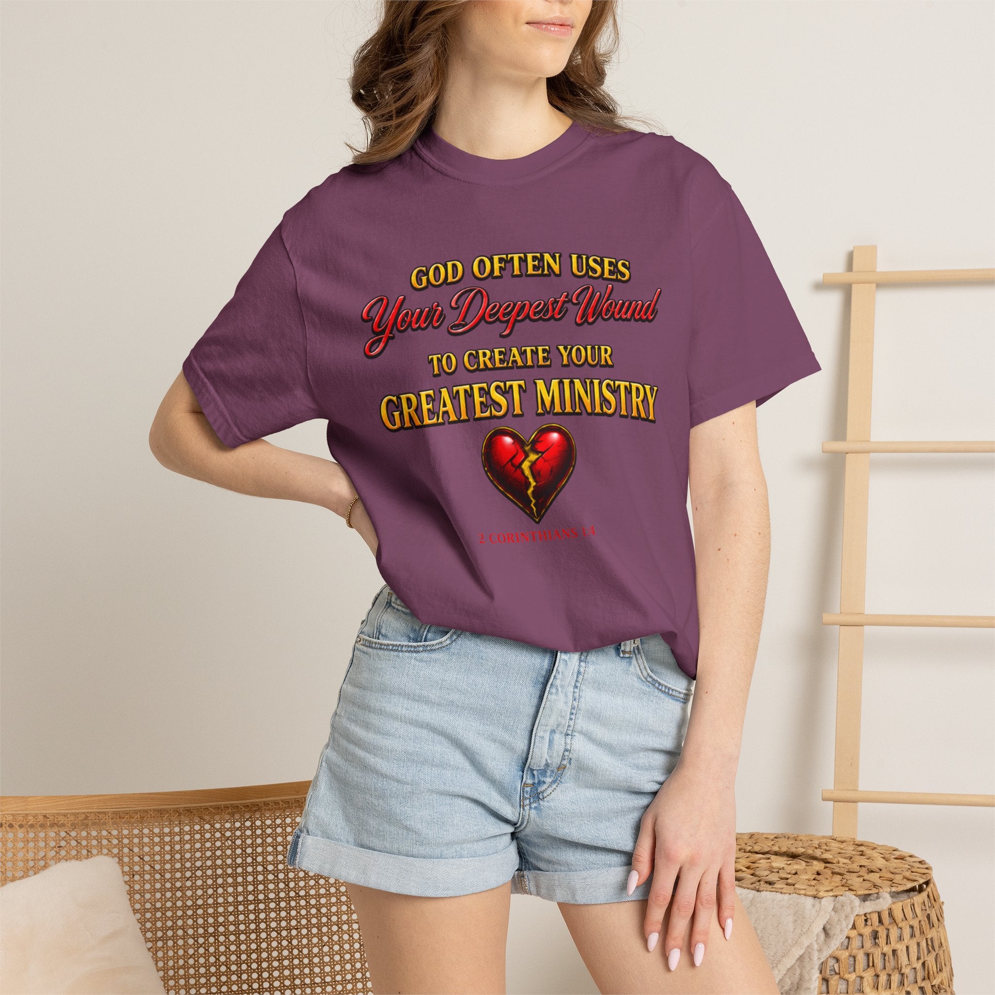 Christian Inspirational T-Shirt — "God Often Uses Your Deepest Wound to Create Your Greatest Ministry"