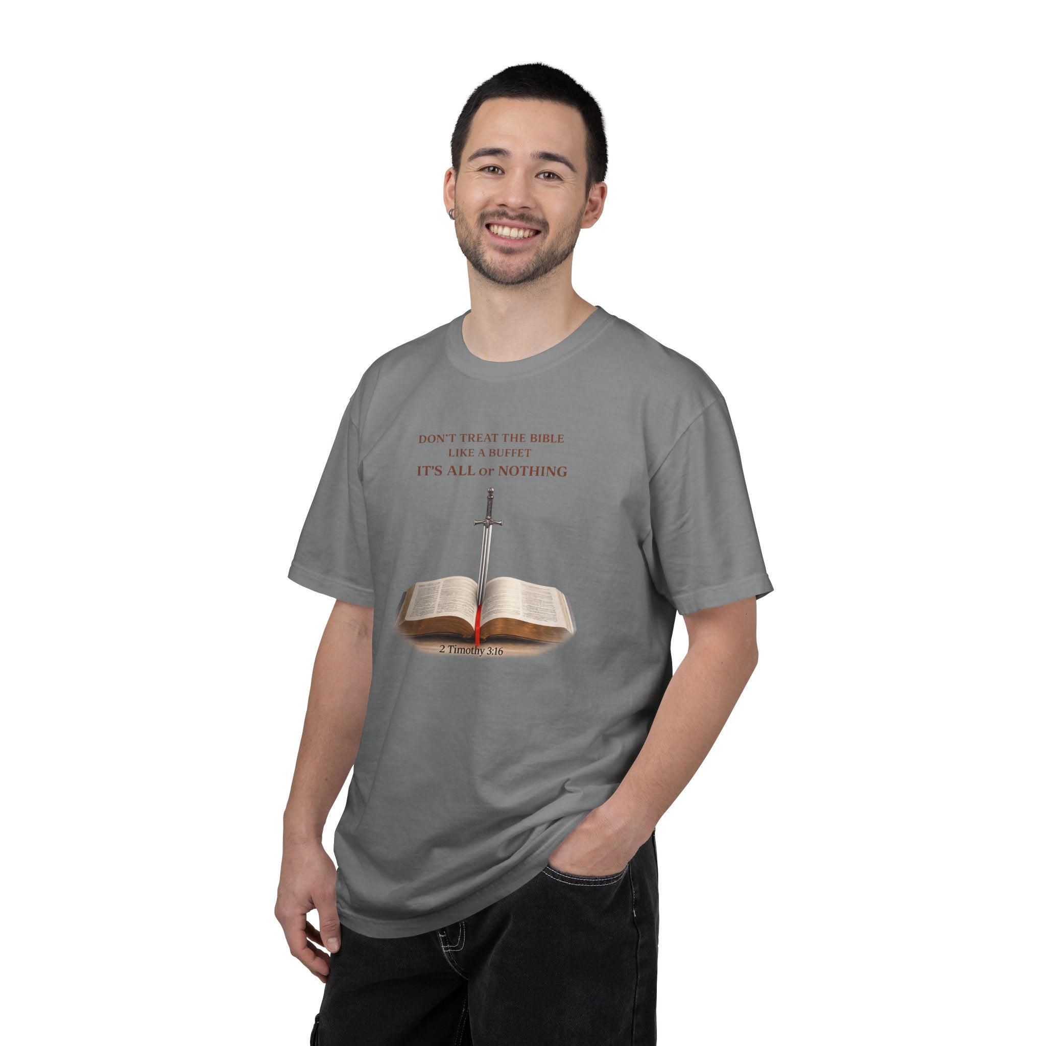 Bible & Sword T‑Shirt — Faith, Justice & Courage Christian Tee