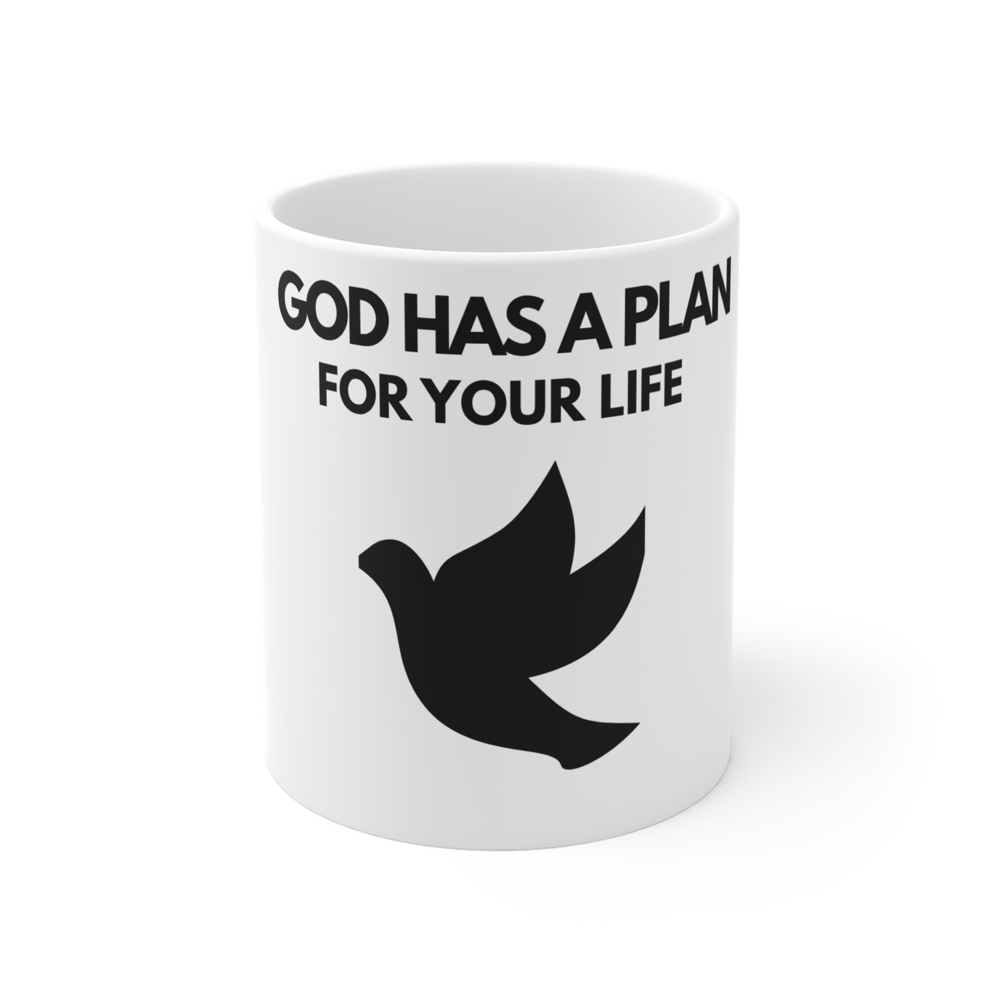 Christian Coffee Mug — "God Has a Plan for Your Life" with Dove Design
