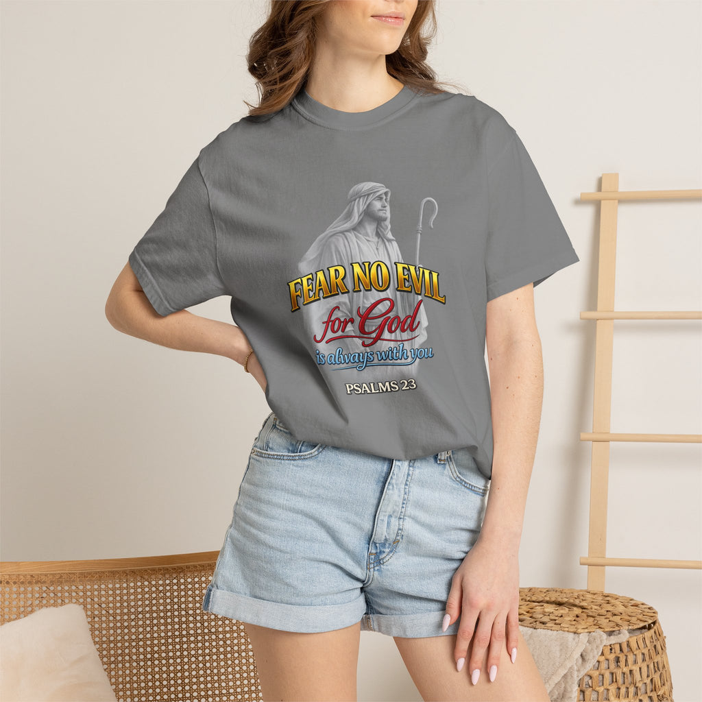 Faith Graphic T-Shirt — “Fear No Evil for God” Psalm 23 Christian Tee