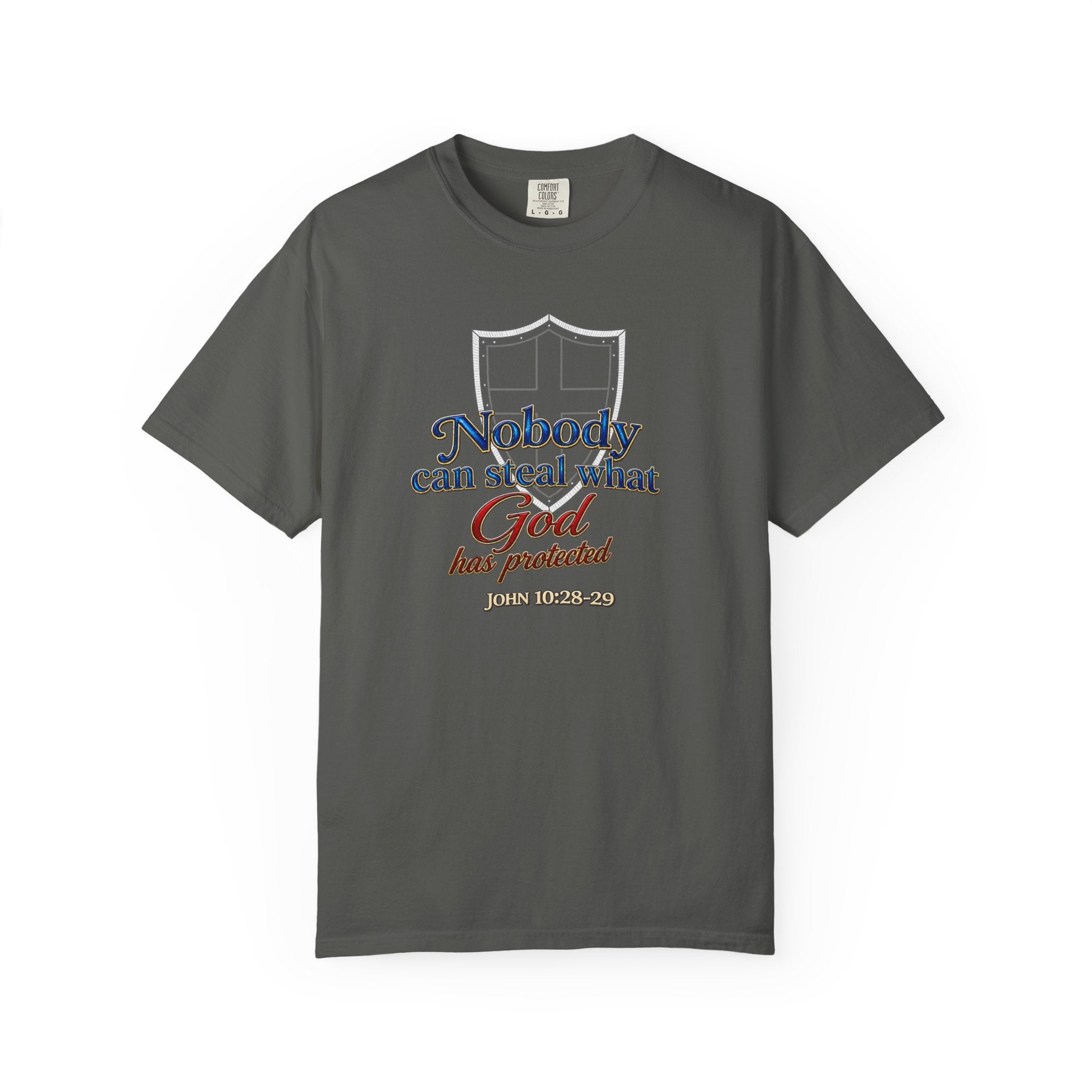 Faith Shield T‑Shirt — "Nobody Can Steal What God Has Protected" Christian Tee