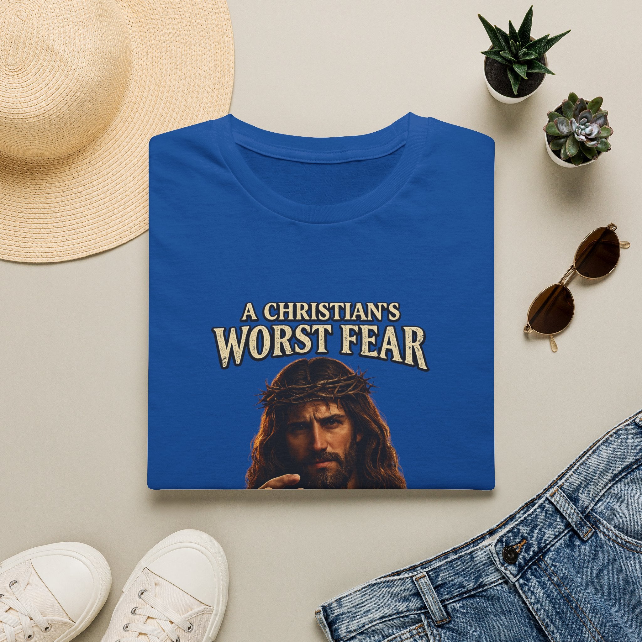T-Shirt — “A Christian’s Worst Fear: You Were This Close” Vintage Jesus Holiday Tee