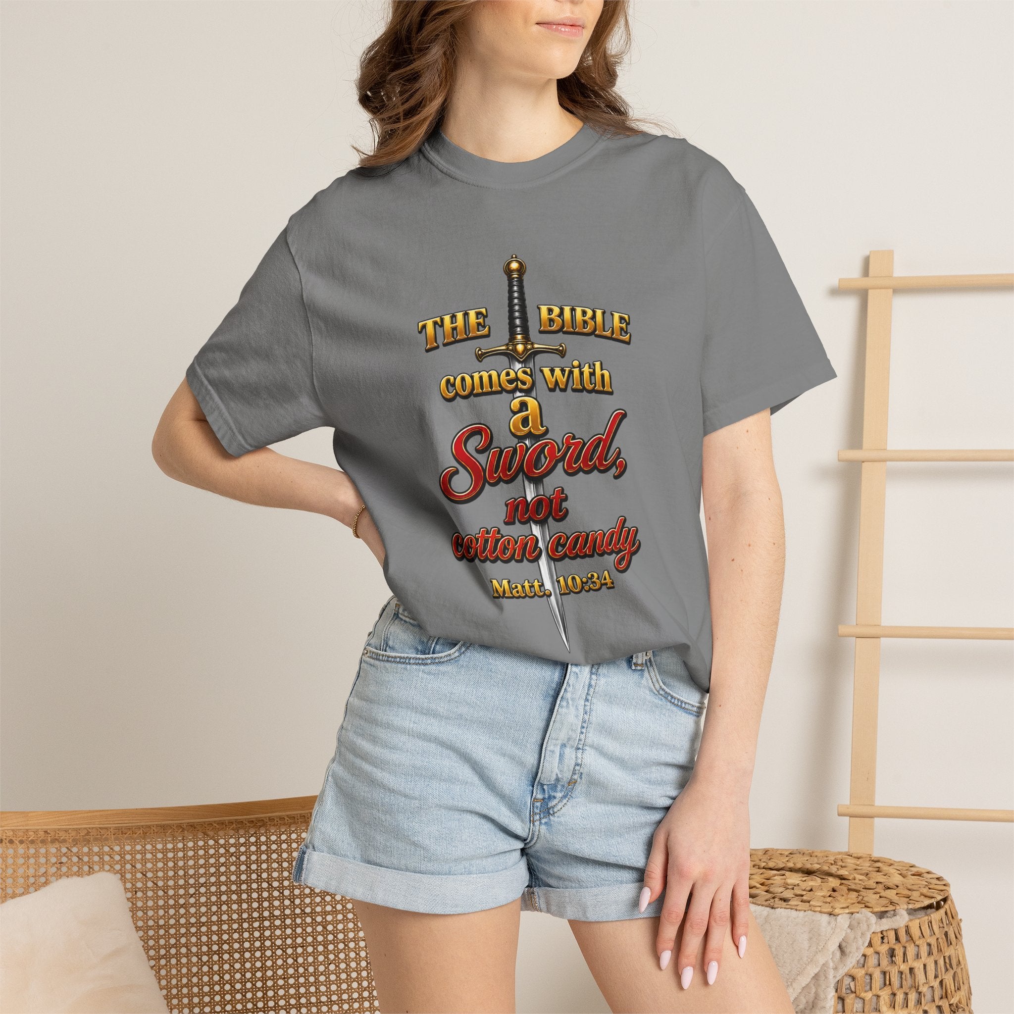 Sword Not Cotton Candy T-Shirt — "The Bible Comes With a Sword" Christian Graphic Tee
