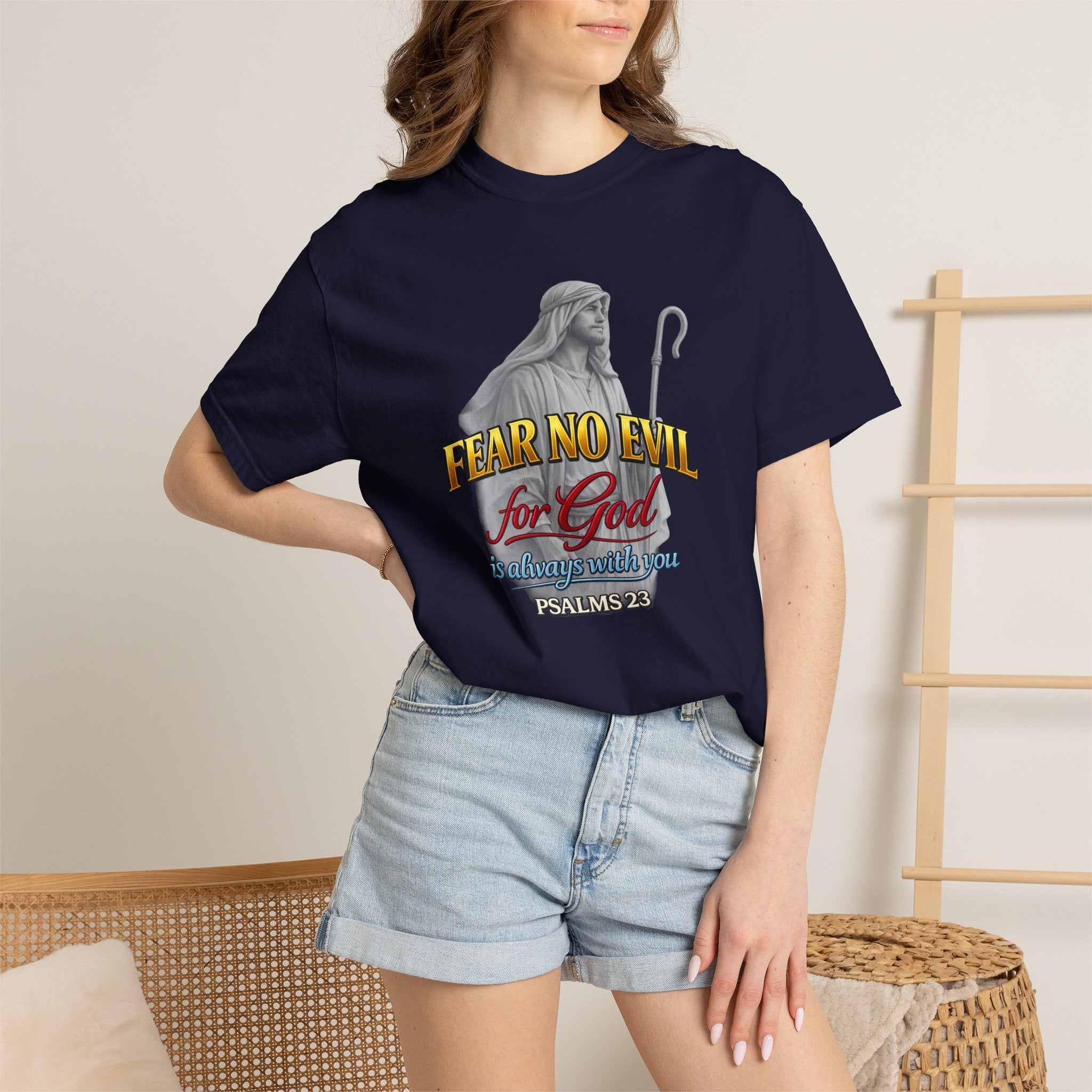 Faith Graphic T-Shirt — “Fear No Evil for God” Psalm 23 Christian Tee