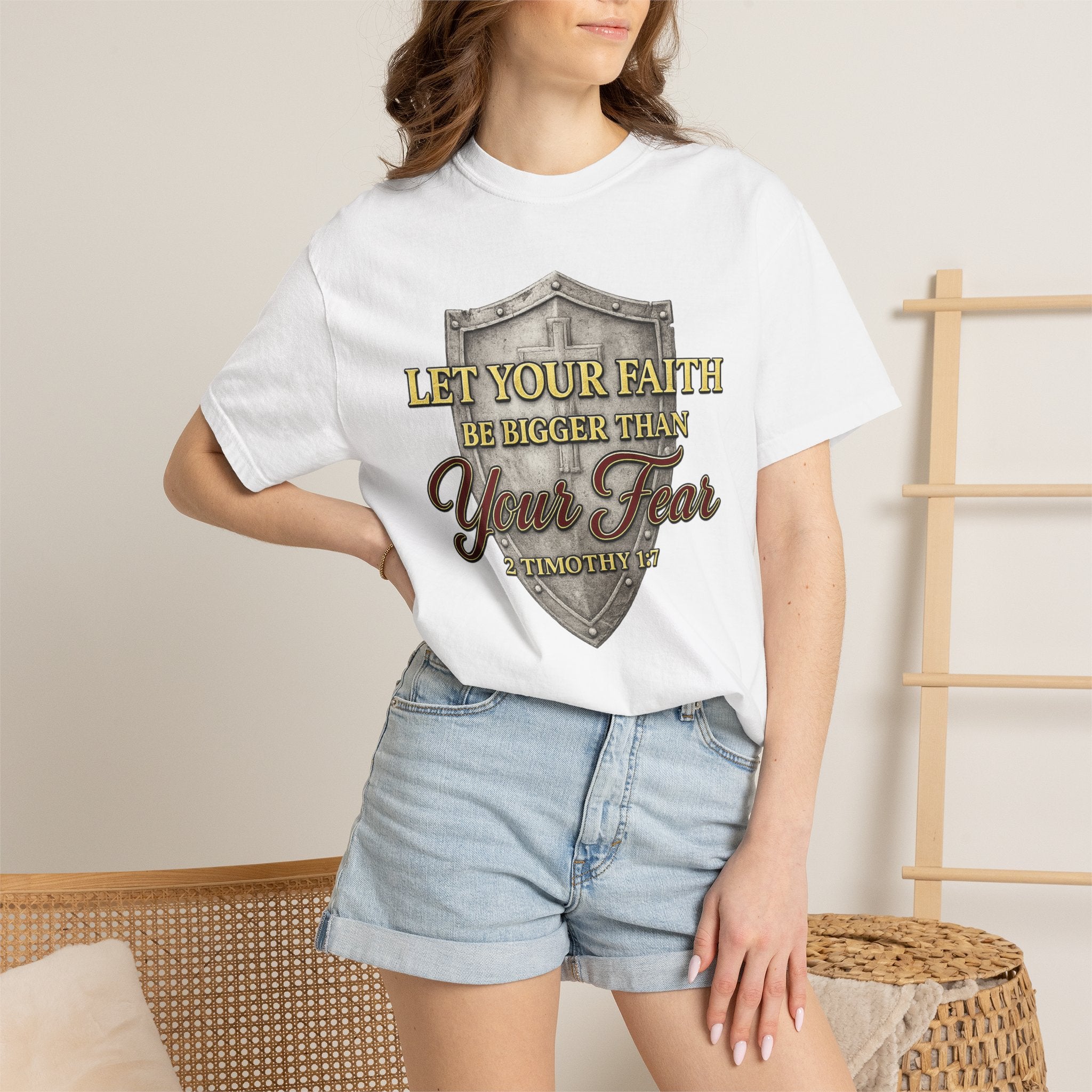 Faith Shield T-Shirt — "Let Your Faith Be Bigger Than Your Fear" Inspirational Christian Tee