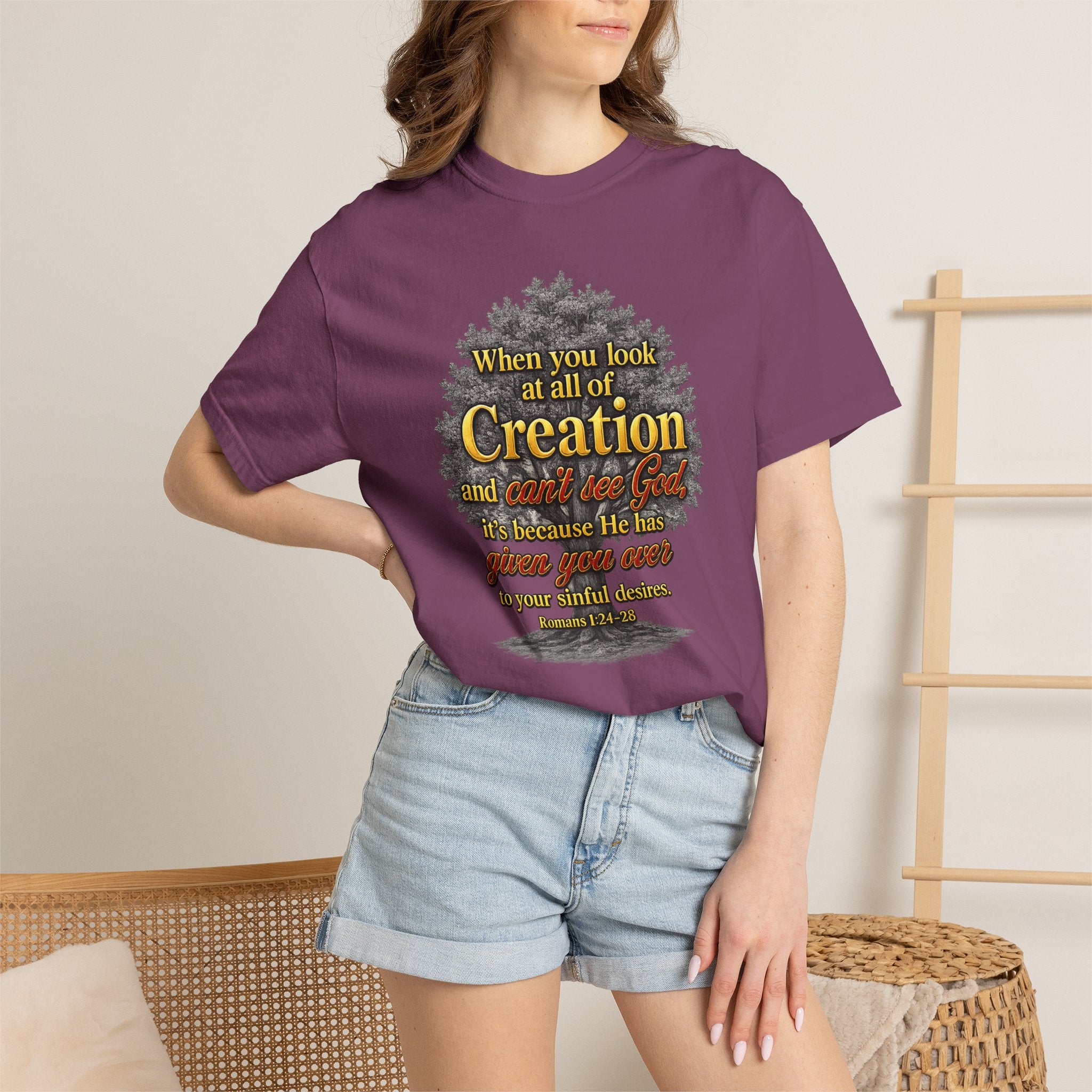 Creation Tree Christian T-Shirt — "When you look at all of Creation" Inspirational Faith Tee