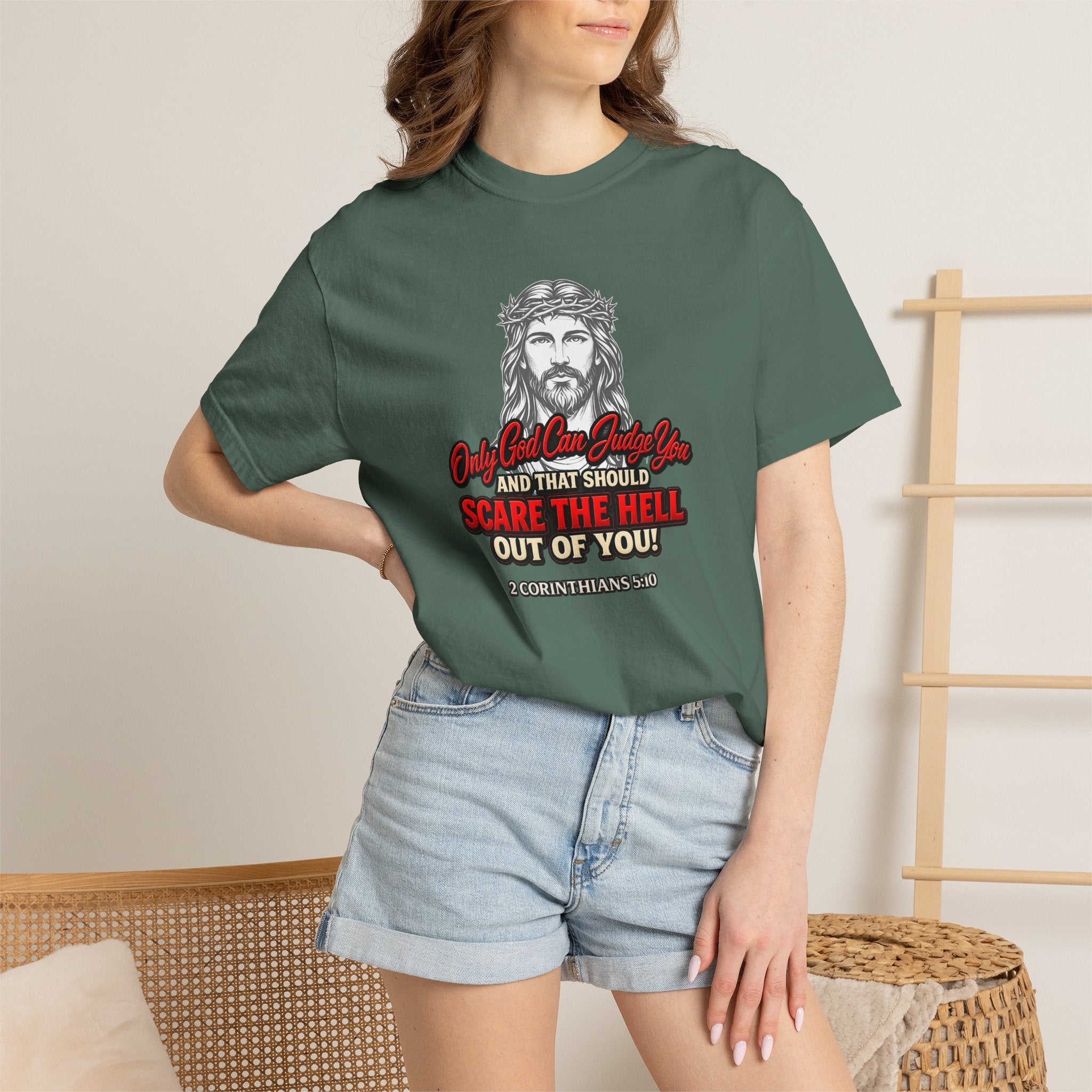 Religious Graphic T-Shirt — "Only God Can Judge You" (Full Armor of God)
