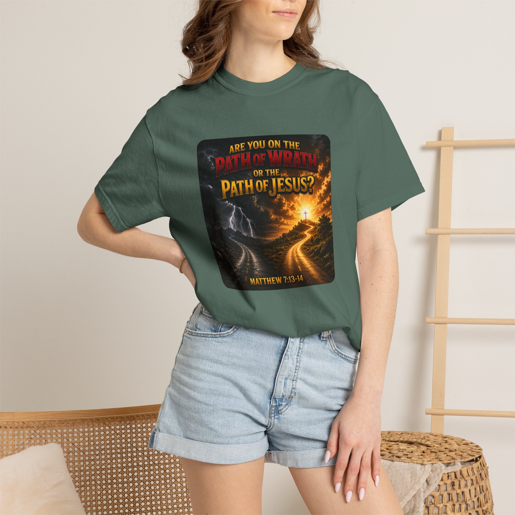 Christian Faith T-Shirt — "Path of Jesus" Matthew 7:13-14 Inspirational Tee